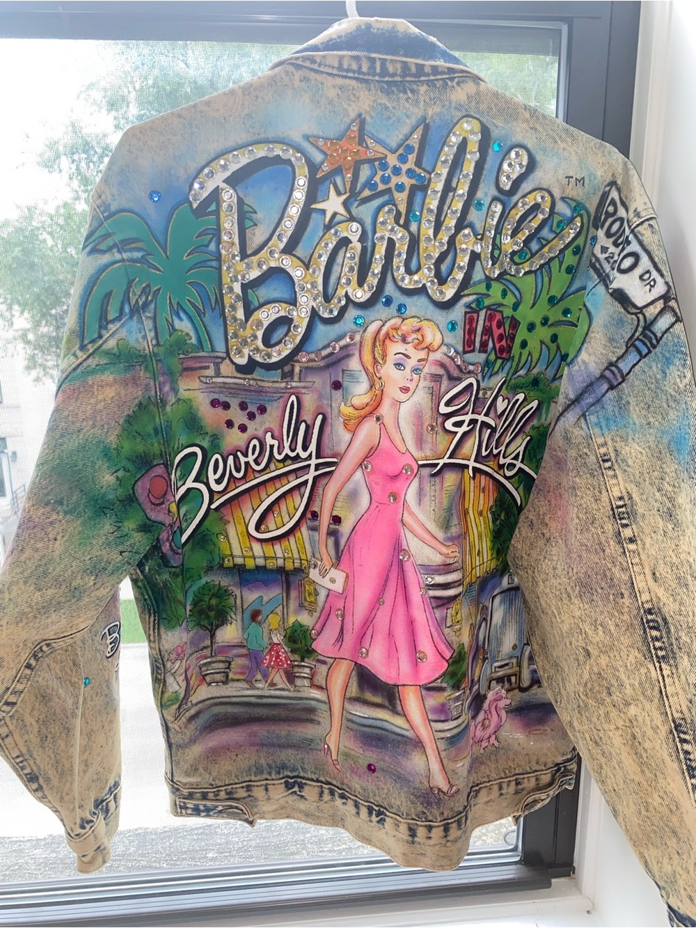 Barbie in Beverly Hills Denim Jacket buttons read ALAMO no tag fits XL - Picture 2 of 12